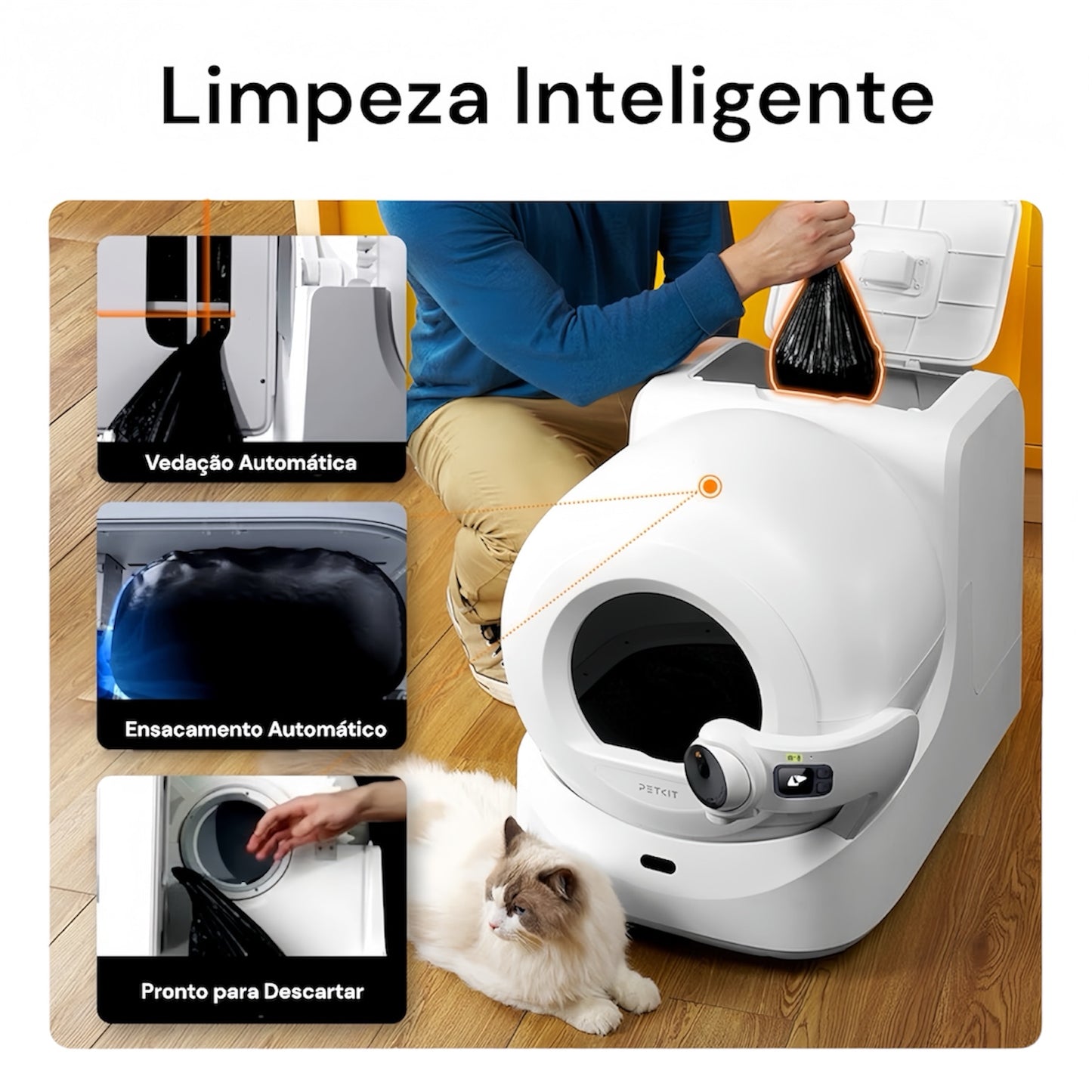 Caixa de Areia com Monitoramento de saúde, Autolimpeza e AI - PetKit